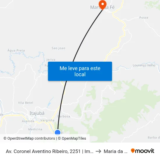 Av. Coronel Aventino Ribeiro, 2251 | Imbel to Maria da Fé map