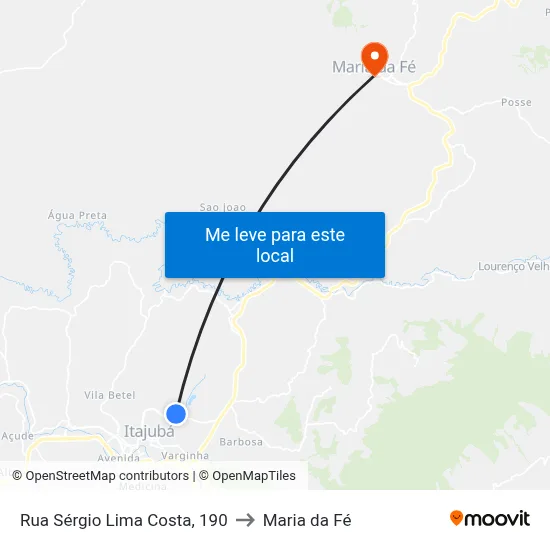 Rua Sérgio Lima Costa, 190 to Maria da Fé map