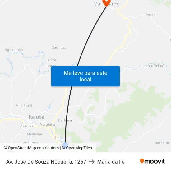 Av. José De Souza Nogueira, 1267 to Maria da Fé map