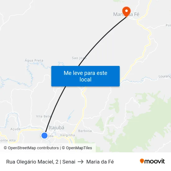 Rua Olegário Maciel, 2 | Senai to Maria da Fé map