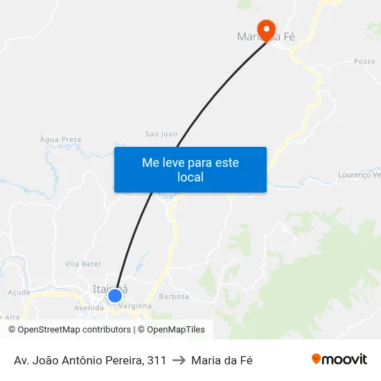 Av. João Antônio Pereira, 311 to Maria da Fé map