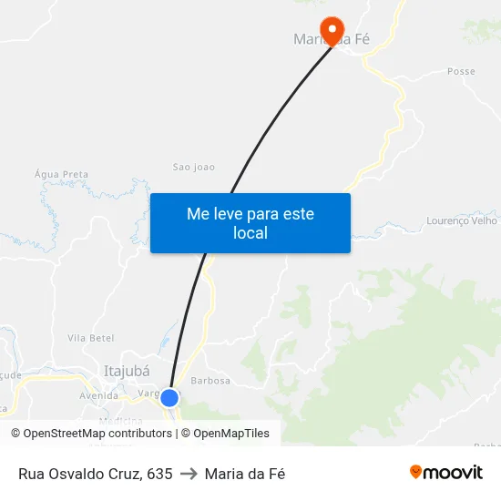 Rua Osvaldo Cruz, 635 to Maria da Fé map