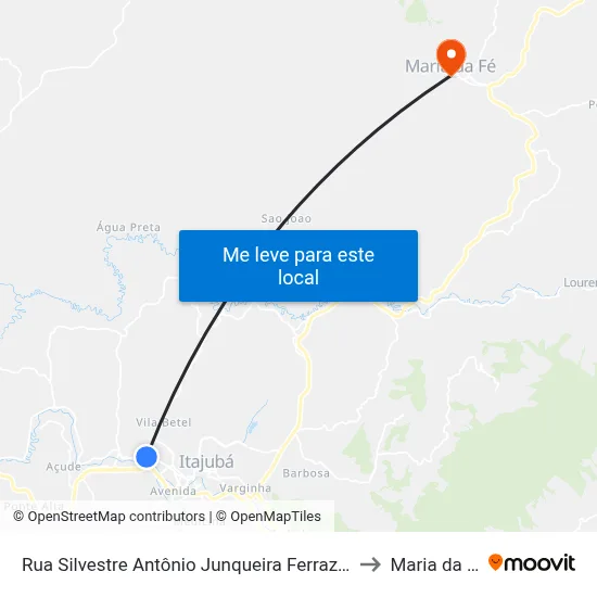 Rua Silvestre Antônio Junqueira Ferraz, 757 to Maria da Fé map