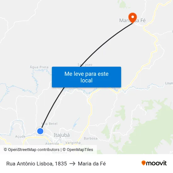 Rua Antônio Lisboa, 1835 to Maria da Fé map
