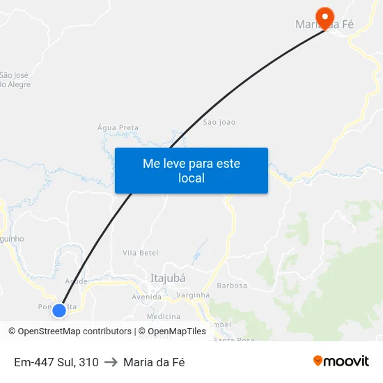 Em-447 Sul, 310 to Maria da Fé map