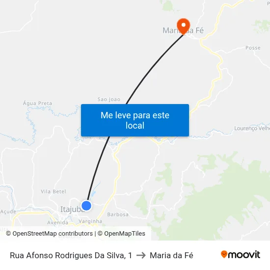 Rua Afonso Rodrigues Da Silva, 1 to Maria da Fé map