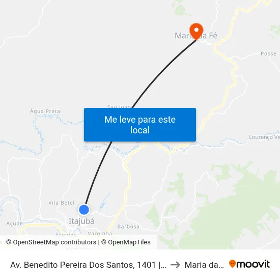 Av. Benedito Pereira Dos Santos, 1401 | Unifei to Maria da Fé map