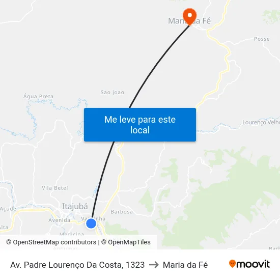 Av. Padre Lourenço Da Costa, 1323 to Maria da Fé map