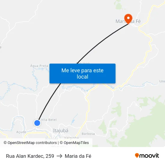 Rua Alan Kardec, 259 to Maria da Fé map