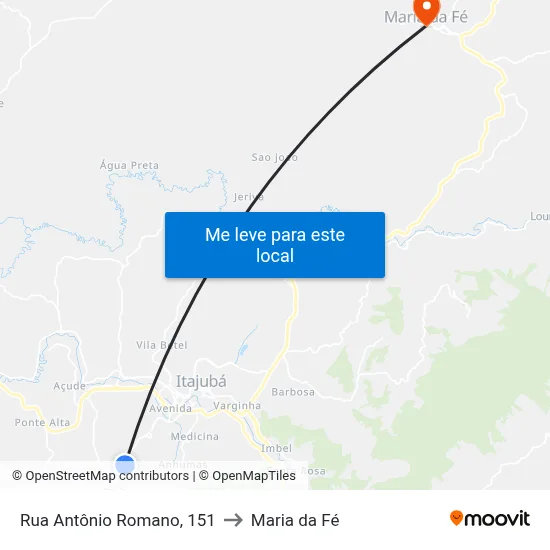 Rua Antônio Romano, 151 to Maria da Fé map
