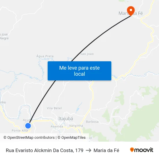 Rua Evaristo Alckmin Da Costa, 179 to Maria da Fé map