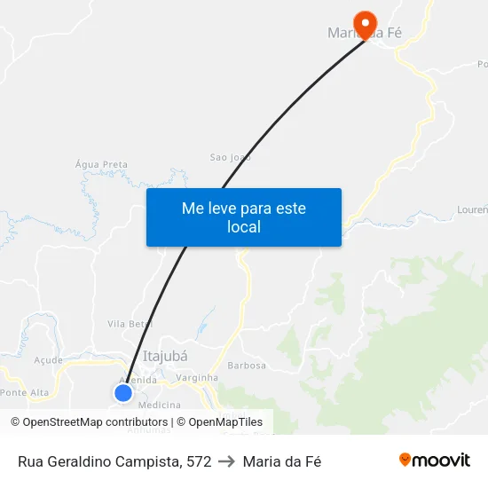 Rua Geraldino Campista, 572 to Maria da Fé map