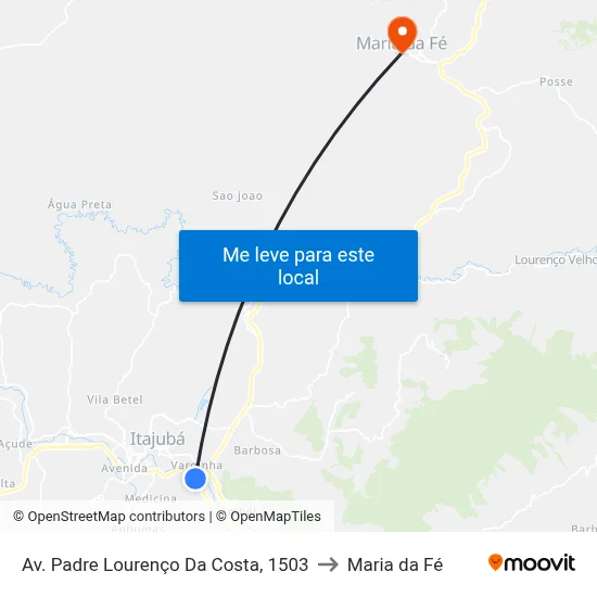 Av. Padre Lourenço Da Costa, 1503 to Maria da Fé map