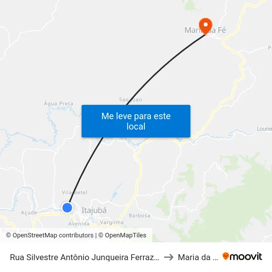 Rua Silvestre Antônio Junqueira Ferraz, 780 to Maria da Fé map