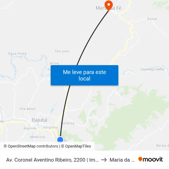 Av. Coronel Aventino Ribeiro, 2200 | Imbel to Maria da Fé map