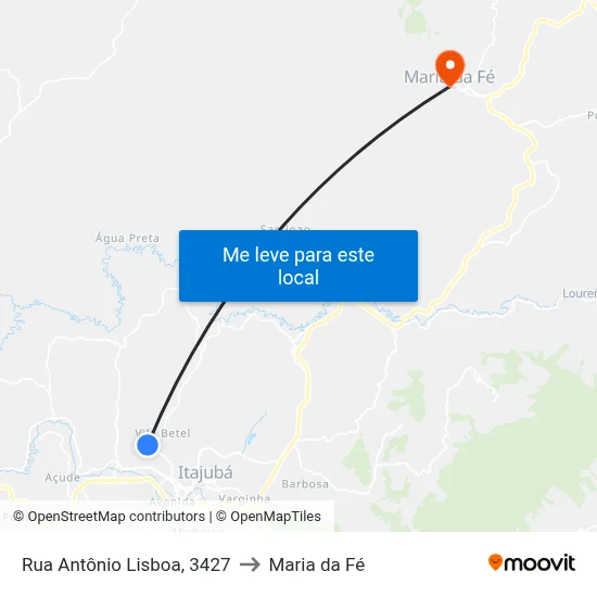 Rua Antônio Lisboa, 3427 to Maria da Fé map