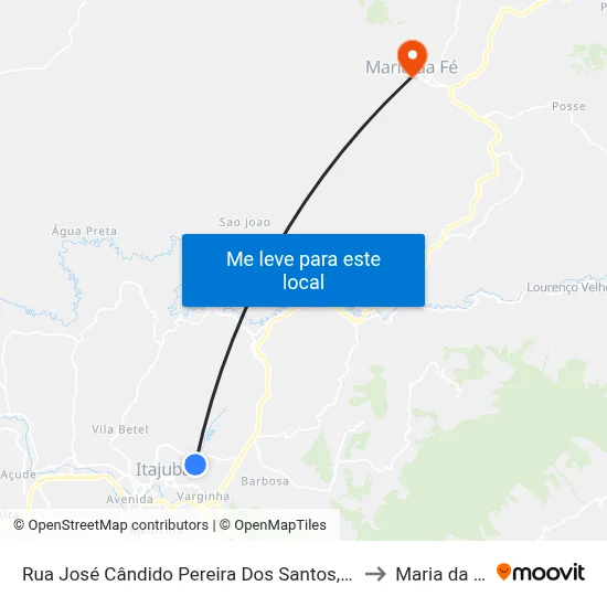 Rua José Cândido Pereira Dos Santos, 478 to Maria da Fé map