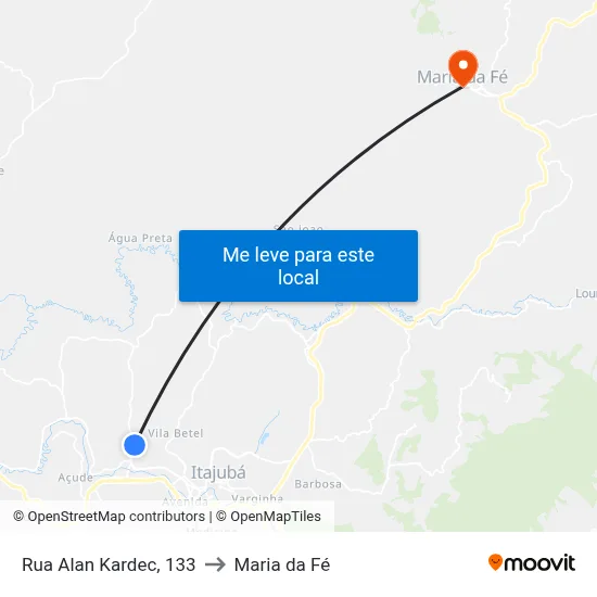 Rua Alan Kardec, 133 to Maria da Fé map