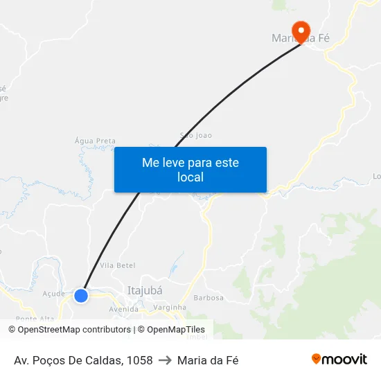 Av. Poços De Caldas, 1058 to Maria da Fé map
