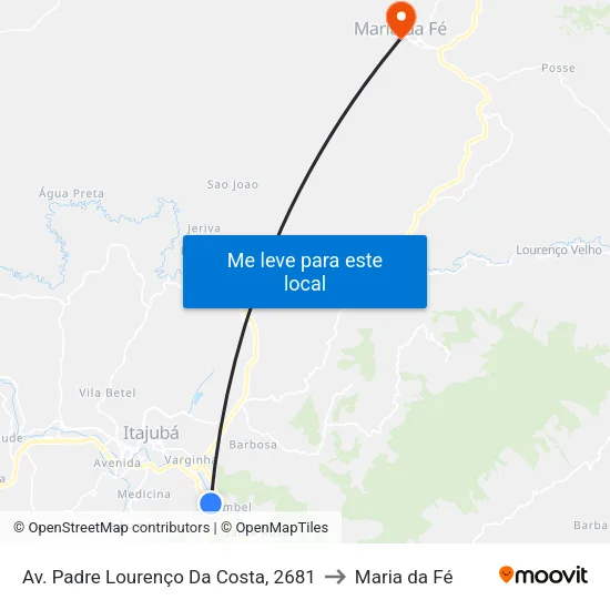 Av. Padre Lourenço Da Costa, 2681 to Maria da Fé map