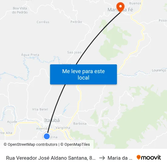 Rua Vereador José Aldano Santana, 814 to Maria da Fé map