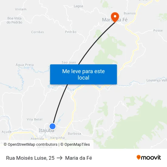 Rua Moisés Luise, 25 to Maria da Fé map