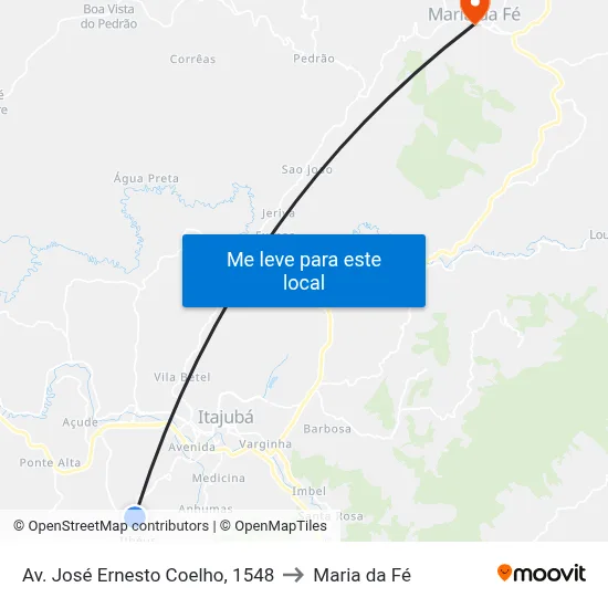Av. José Ernesto Coelho, 1548 to Maria da Fé map