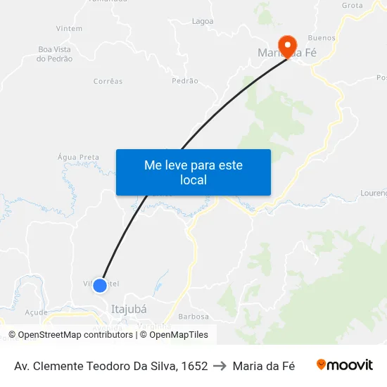 Av. Clemente Teodoro Da Silva, 1652 to Maria da Fé map