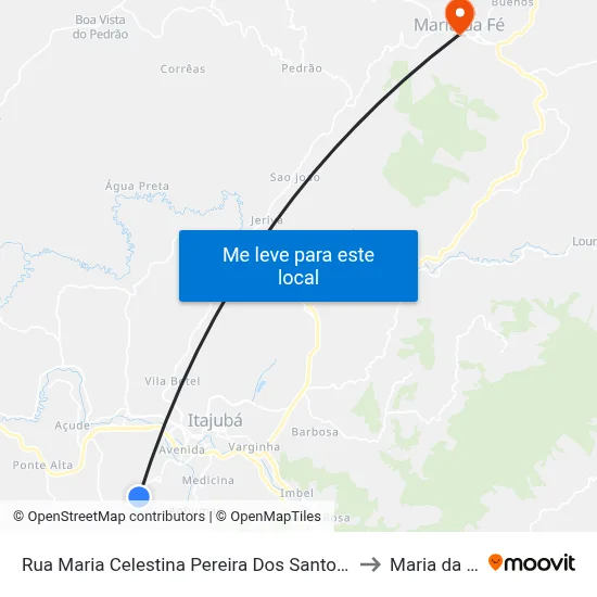 Rua Maria Celestina Pereira Dos Santos, 49 to Maria da Fé map