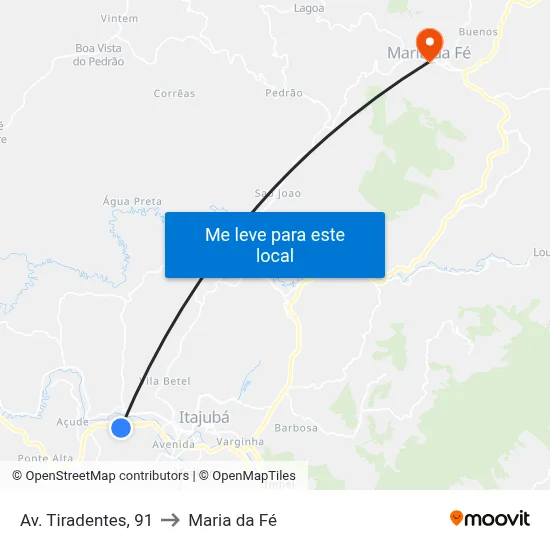 Av. Tiradentes, 91 to Maria da Fé map