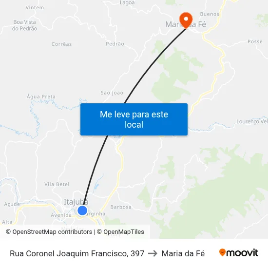 Rua Coronel Joaquim Francisco, 397 to Maria da Fé map