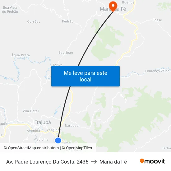 Av. Padre Lourenço Da Costa, 2436 to Maria da Fé map