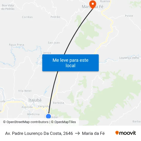 Av. Padre Lourenço Da Costa, 2646 to Maria da Fé map