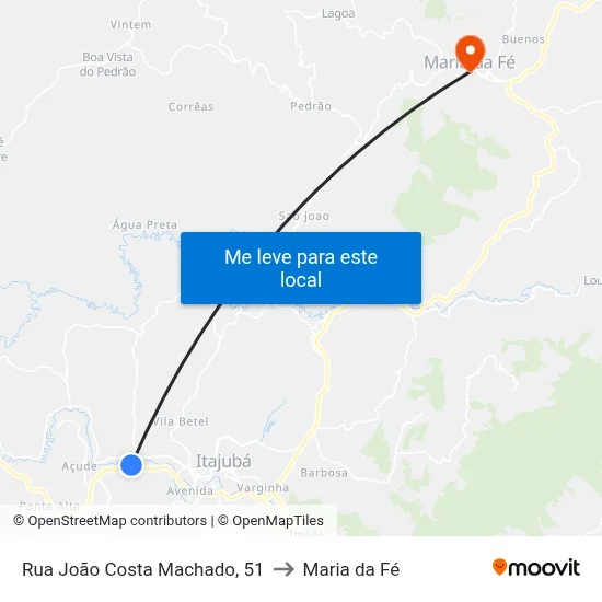 Rua João Costa Machado, 51 to Maria da Fé map
