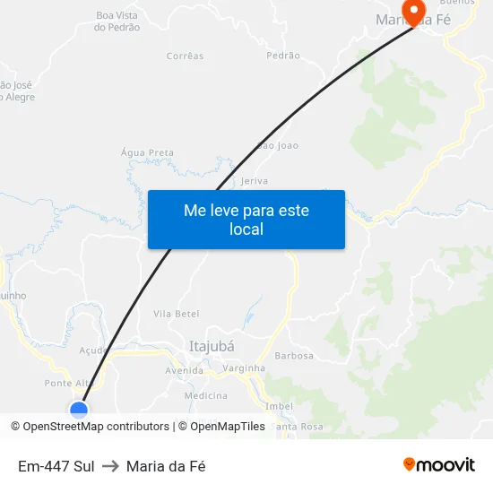 Em-447 Sul to Maria da Fé map