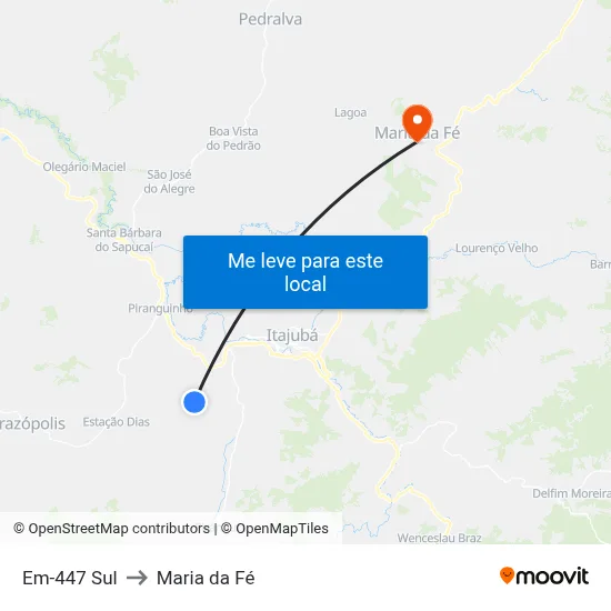 Em-447 Sul to Maria da Fé map