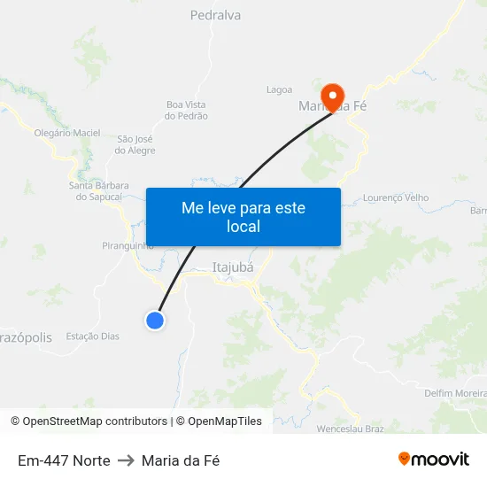 Em-447 Norte to Maria da Fé map