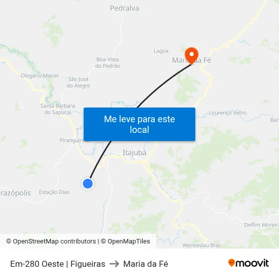 Em-280 Oeste | Figueiras to Maria da Fé map
