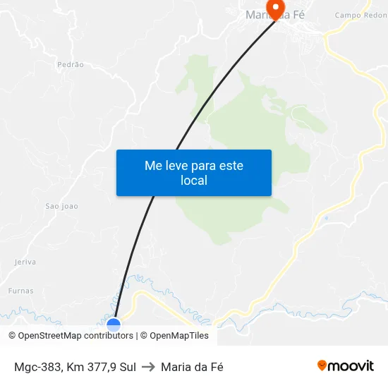 Mgc-383, Km 377,9 Sul to Maria da Fé map