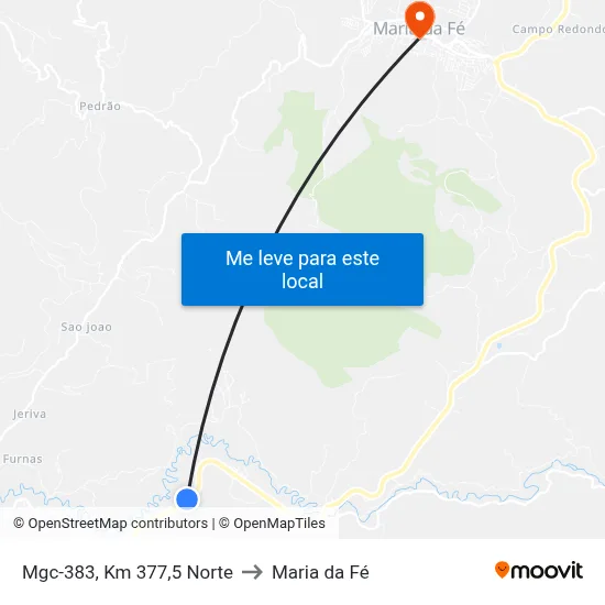 Mgc-383, Km 377,5 Norte to Maria da Fé map