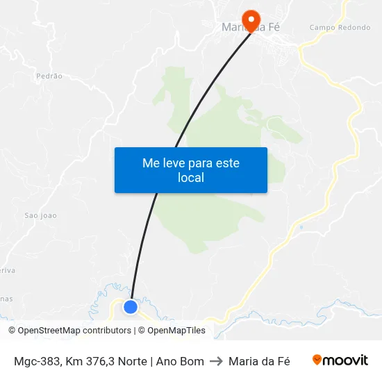 Mgc-383, Km 376,3 Norte | Ano Bom to Maria da Fé map