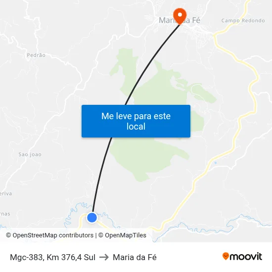 Mgc-383, Km 376,4 Sul to Maria da Fé map