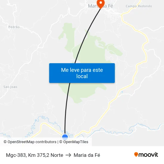 Mgc-383, Km 375,2 Norte to Maria da Fé map