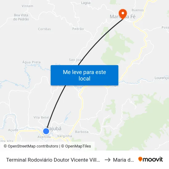 Terminal Rodoviário Doutor Vicente Villela Vianna to Maria da Fé map