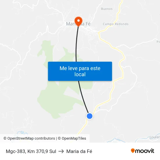 Mgc-383, Km 370,9 Sul to Maria da Fé map