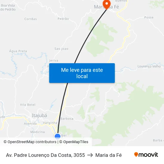 Av. Padre Lourenço Da Costa, 3055 to Maria da Fé map