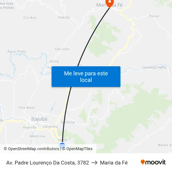 Av. Padre Lourenço Da Costa, 3782 to Maria da Fé map
