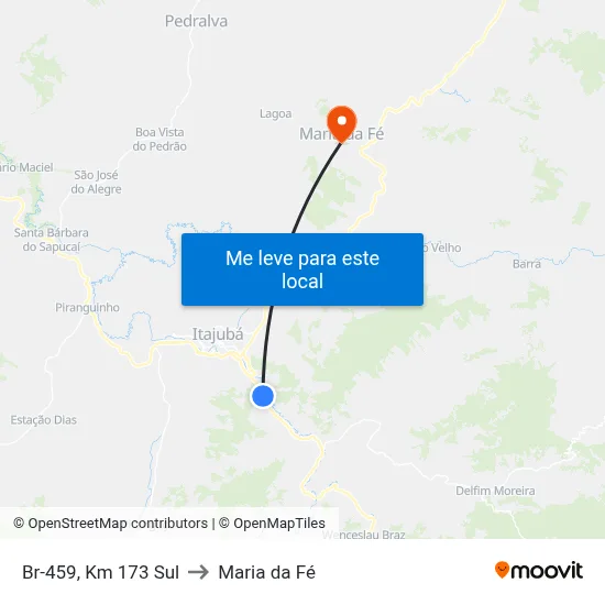 Br-459, Km 173 Sul to Maria da Fé map