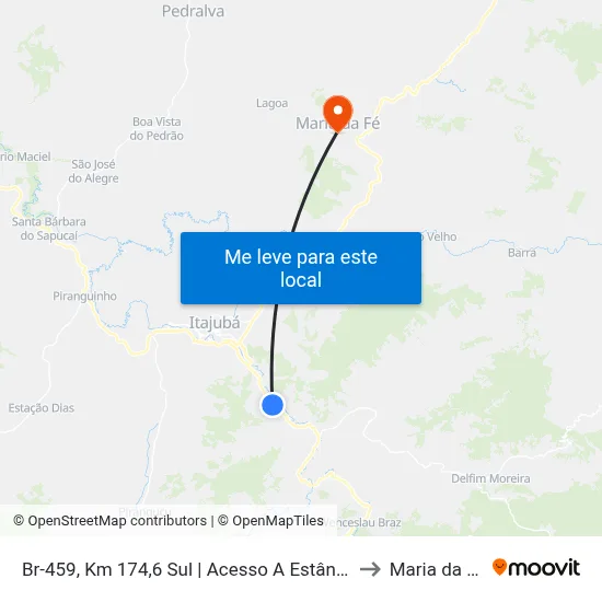 Br-459, Km 174,6 Sul | Acesso A Estância to Maria da Fé map
