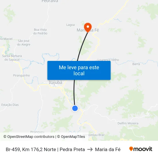 Br-459, Km 176,2 Norte | Pedra Preta to Maria da Fé map